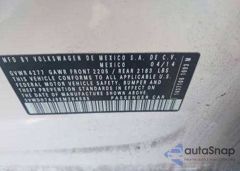 2014 Volkswagen Jetta 1.8T Se из США, поврежденный, VIN 3VWD07AJ9EM284585